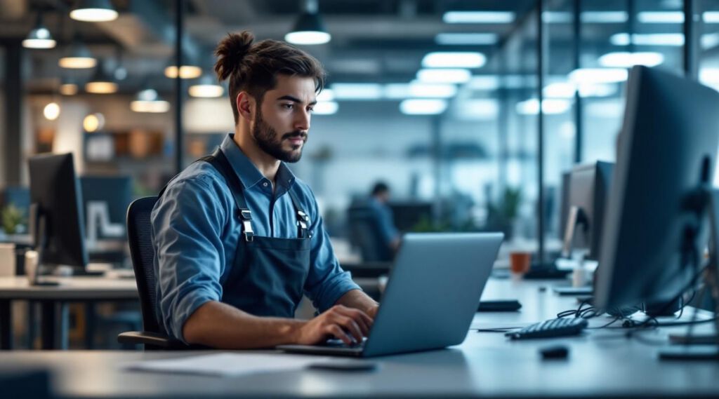 A professional IT technician at Girard Computer in Girard providing remote support while monitoring active support tickets.