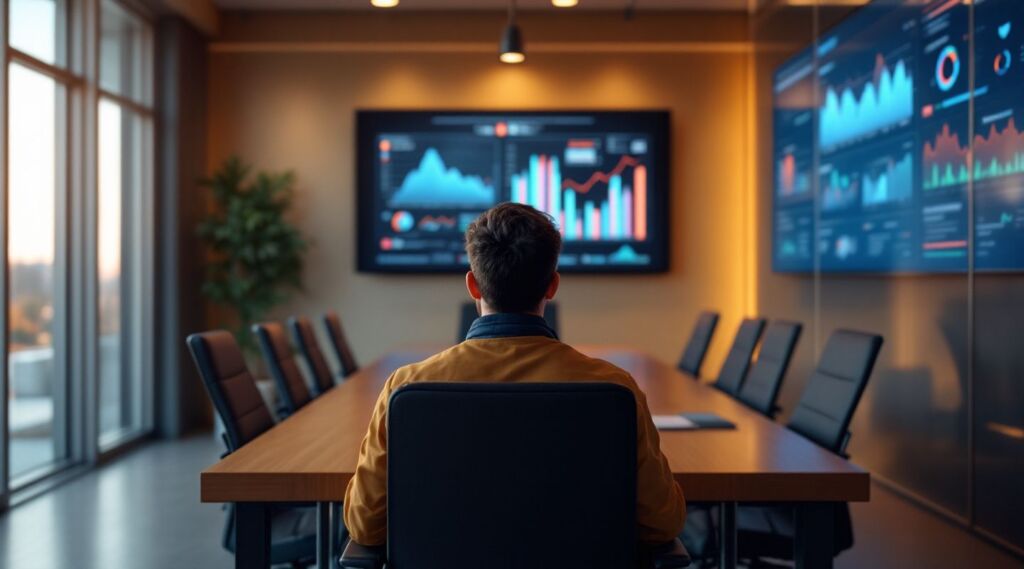IT consultant discussing AI compliance and governance policies with a business manager in a Girard, Michigan office.